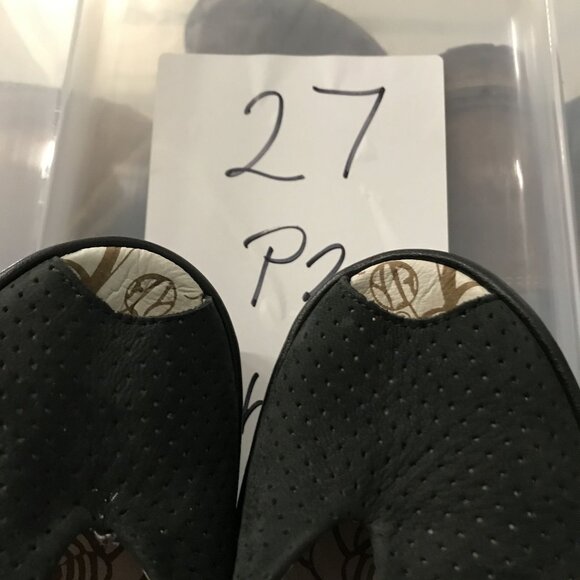 Fly London Yala Womens Black Suede Wedge Sandals Size 8.5/39 Peep Toe - Picture 13 of 13